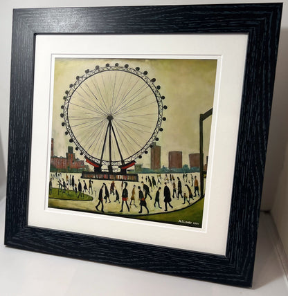 London Eye - Giclée Art Print 21cm Square. Splendid Image in the Style Of LS Lowry