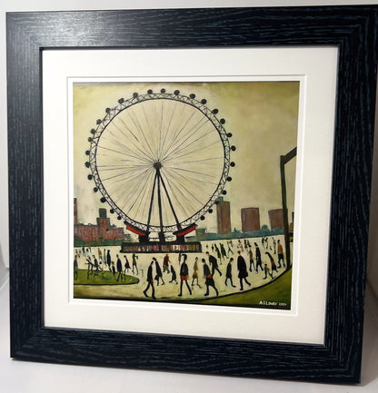 London Eye - Giclée Art Print 21cm Square. Splendid Image in the Style Of LS Lowry