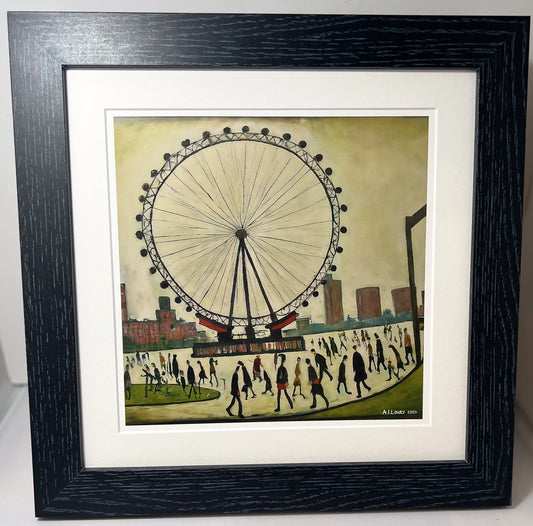 London Eye - Giclée Art Print 21cm Square. Splendid Image in the Style Of LS Lowry