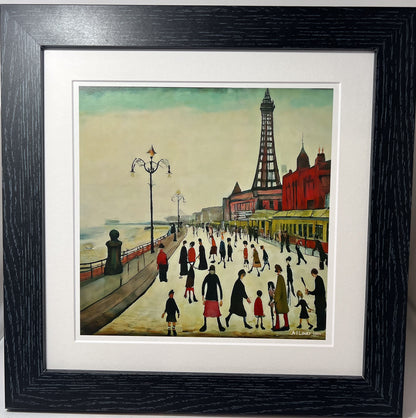 Blackpool Front Giclée Art Print 21cm Square. Enchanting Image in the Style Of LS Lowry