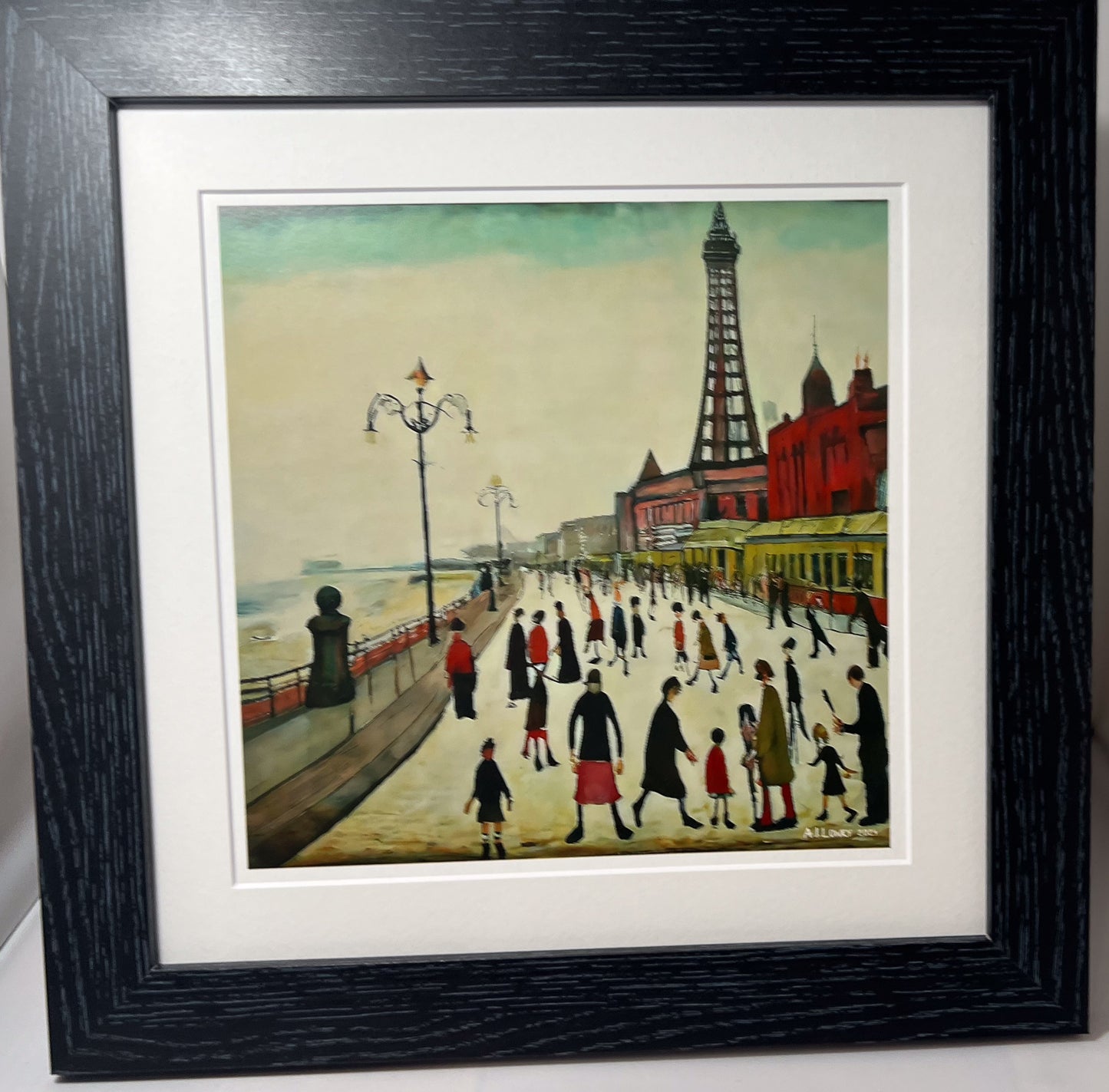 Blackpool Front Giclée Art Print 21cm Square. Enchanting Image in the Style Of LS Lowry