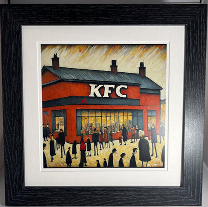 KFC - Kentucky Fried Chicken - Giclée Art Print 21cm Square. Quirky Image in the Style Of LS Lowry