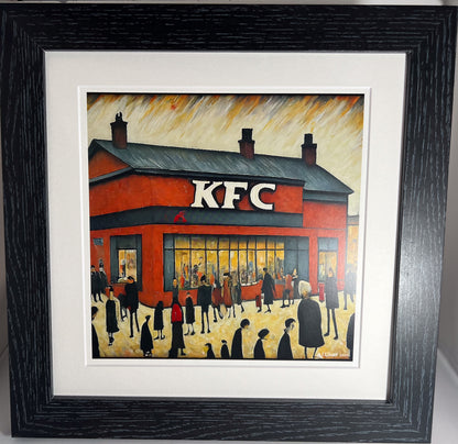 KFC - Kentucky Fried Chicken - Giclée Art Print 21cm Square. Quirky Image in the Style Of LS Lowry