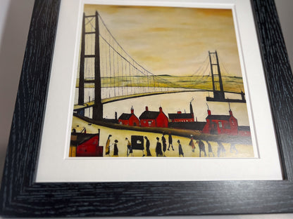 Pont Humber - Impression d'art giclée 21 cm carré. Image à couper le souffle dans le style de LS Lowry 