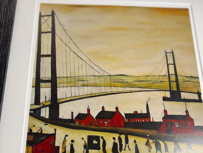 Pont Humber - Impression d'art giclée 21 cm carré. Image à couper le souffle dans le style de LS Lowry 