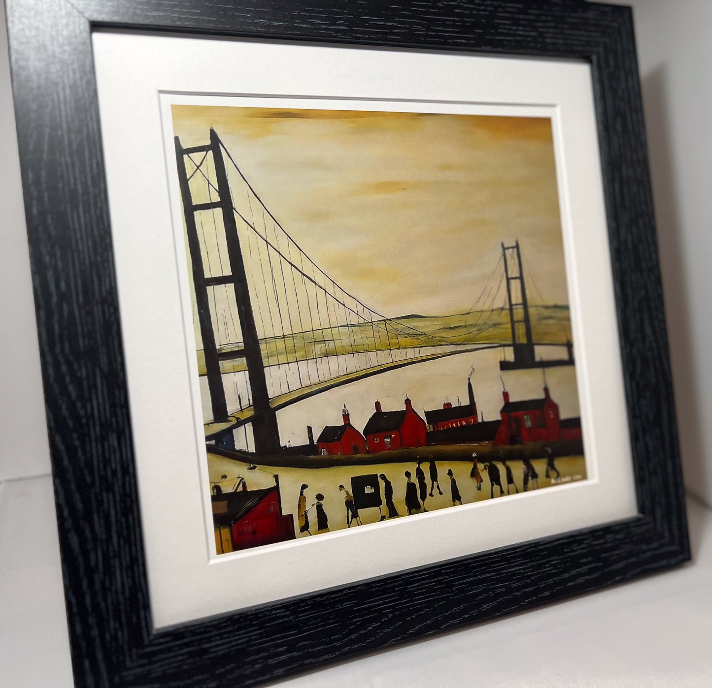 Pont Humber - Impression d'art giclée 21 cm carré. Image à couper le souffle dans le style de LS Lowry 