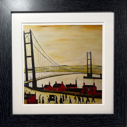 Pont Humber - Impression d'art giclée 21 cm carré. Image à couper le souffle dans le style de LS Lowry 