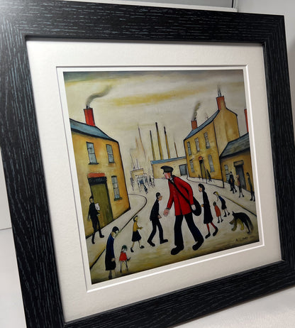 A Postman's Round Giclée Art Print 21cm Square. Lovely Image in the Style Of LS Lowry