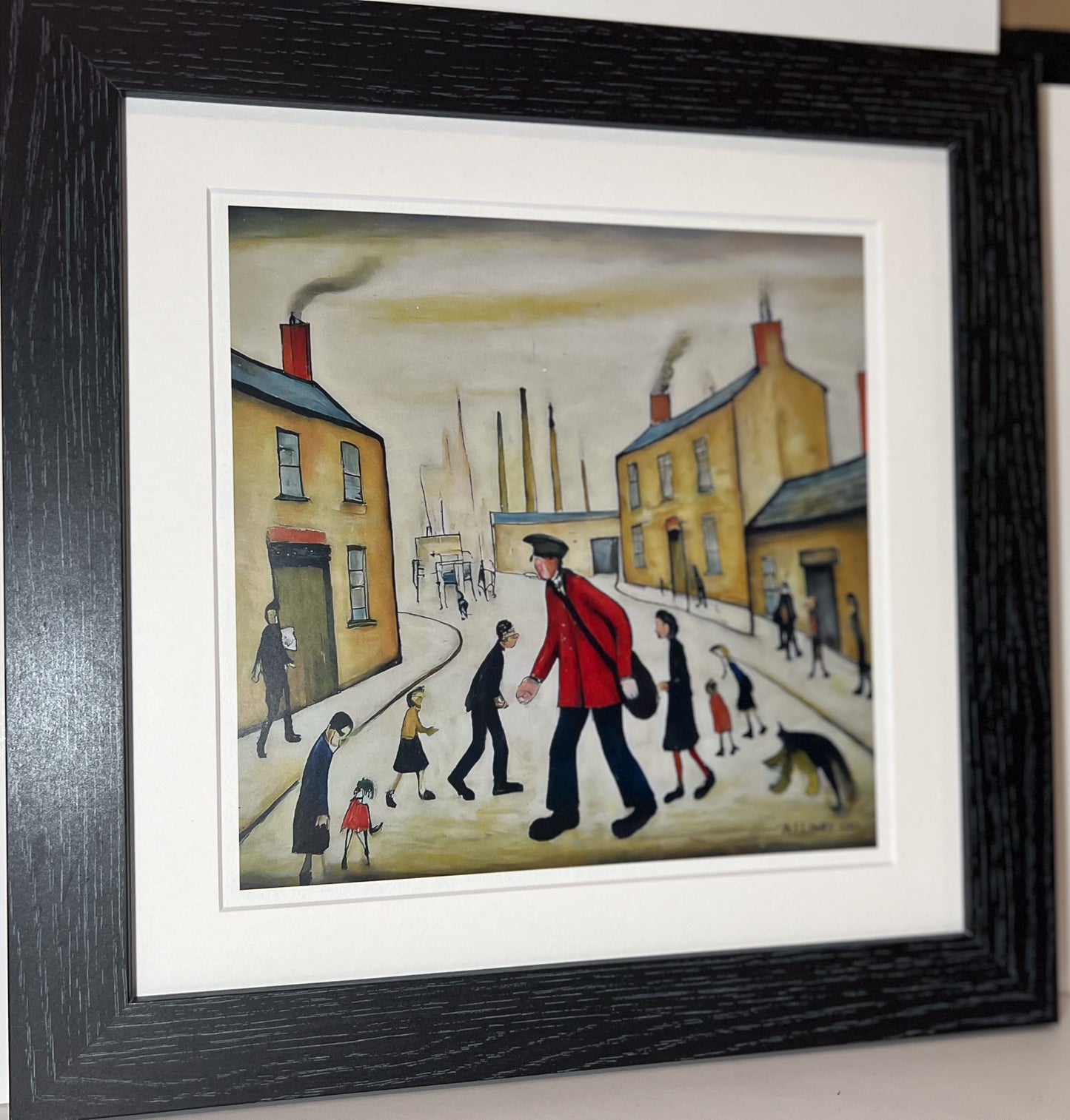 A Postman's Round Giclée Art Print 21cm Square. Lovely Image in the Style Of LS Lowry