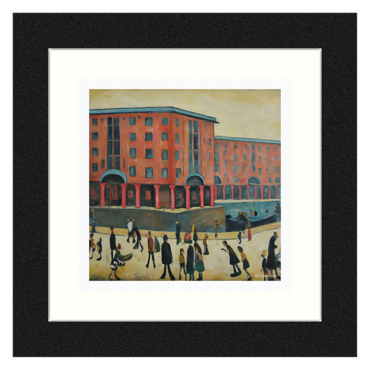 Albert Dock, Liverpool - Giclée Art Print 21cm Square. Fabulous Image in the Style Of LS Lowry