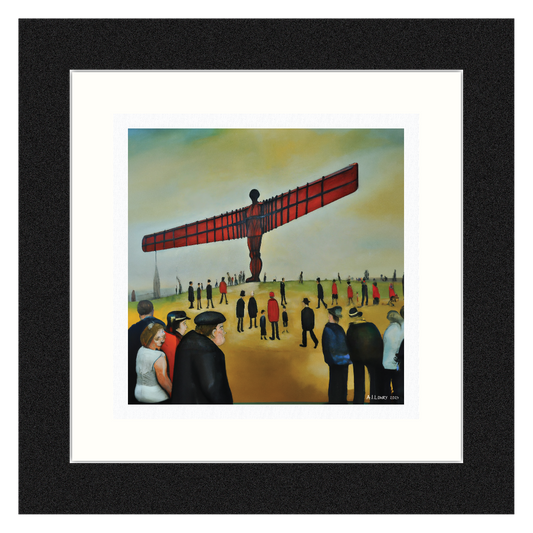 The Angel Of The North - Giclée Art Print 21cm Square. Traditional Image in the Style Of LS Lowry