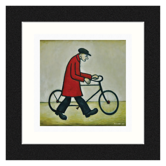 Bicycle Man - Giclée Art Print 21cm Square. Charming Image in the Style Of LS Lowry