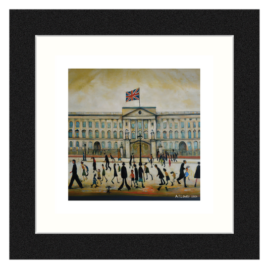 Buckingham Palace - Giclée Art Print 21cm Square. Graceful Image in the Style Of LS Lowry