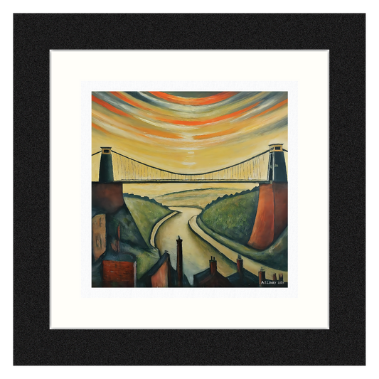 Clifton Suspension Bridge - Giclée Art Print 21cm Square. Superb Image in the Style Of LS Lowry