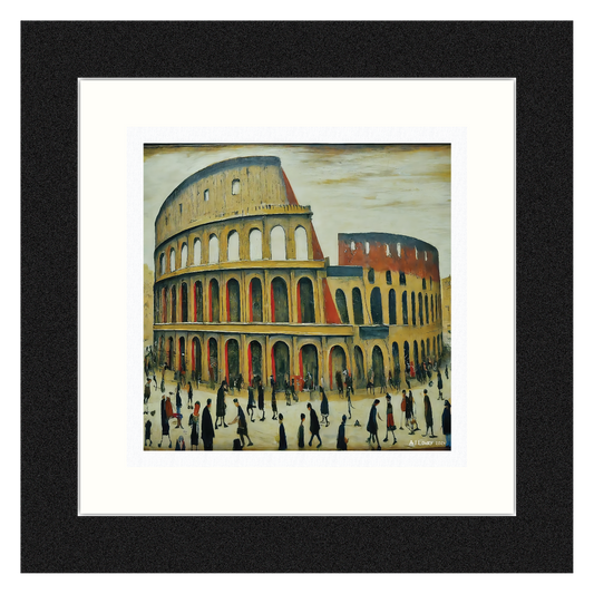 The Colosseum - Giclée Art Print 21cm Square. Classic Image in the Style Of LS Lowry