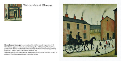 Pack of 6 Blank Lowry Style Art Greeting Cards - Horse-drawn Carriage Design - 350gsm Card with Kraft Envelopes