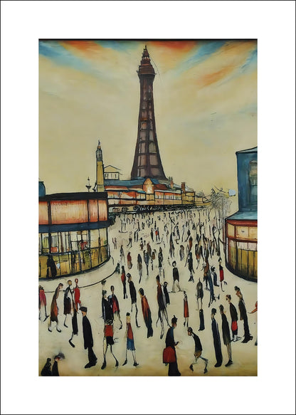 Blackpool Tower - A4 Size Giclée Art Print. Lowry Style Art Print. Available Framed and Unframed.