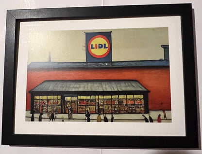 Lidl - A4 Size Giclée Art Print. Lowry Style Art Print. Available Framed and Unframed.