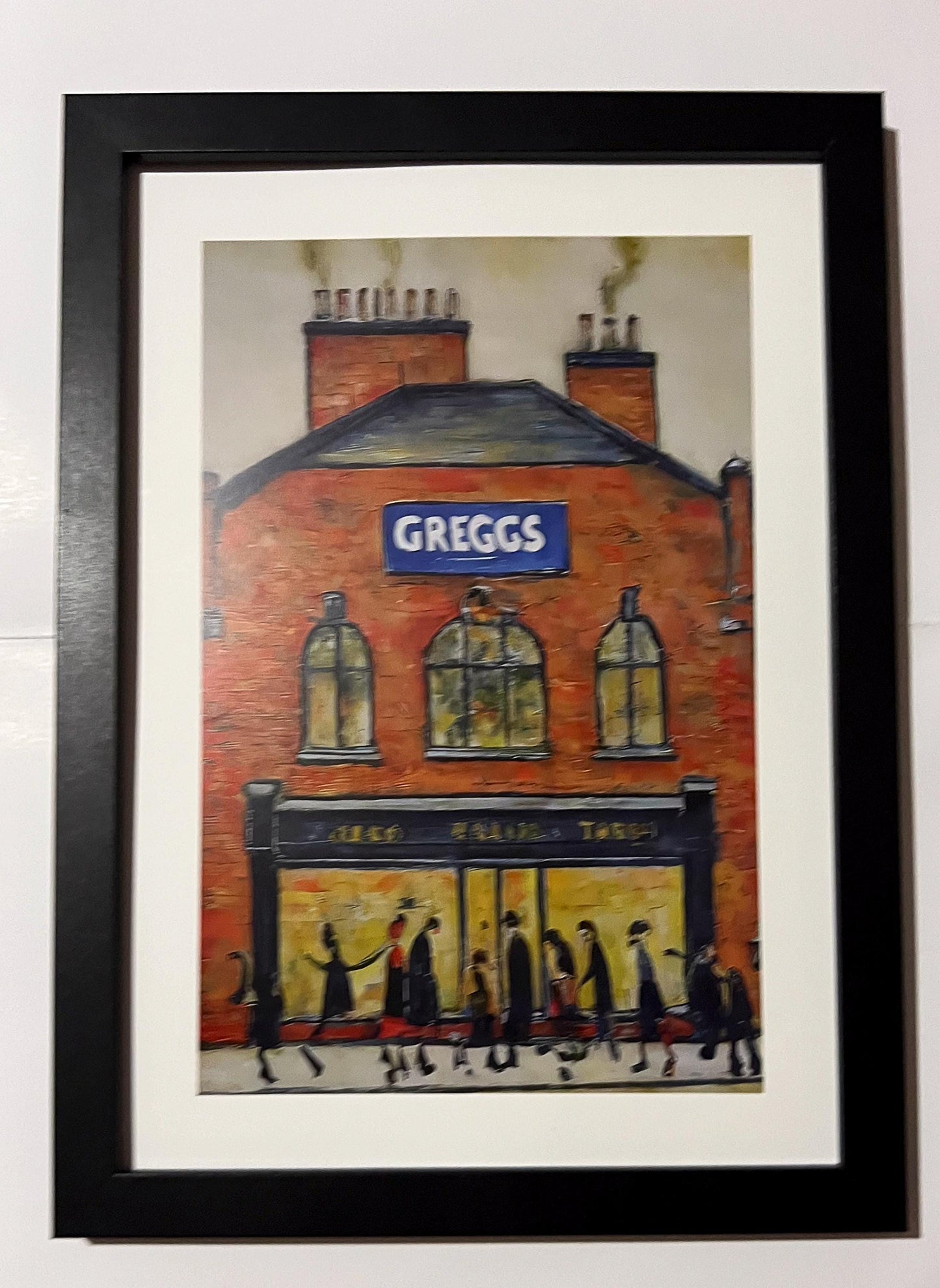 Greggs - A4 Size Giclée Art Print. Lowry Style Art Print. Available Framed and Unframed.