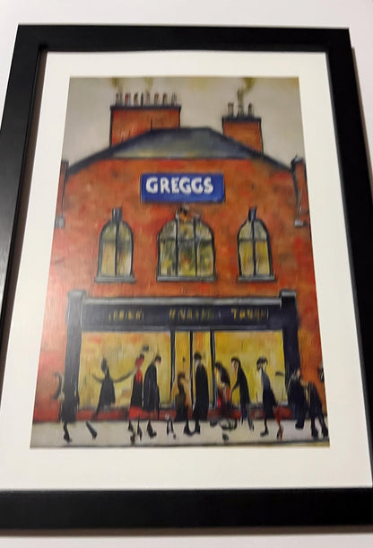 Greggs - A4 Size Giclée Art Print. Lowry Style Art Print. Available Framed and Unframed.