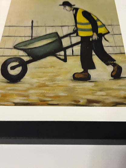 Wheelbarrow Man - A4 Size Giclée Art Print. Lowry Style Art Print. Available Framed and Unframed.