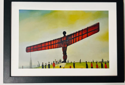 Angel Of The North - A4 Size Giclée Art Print. Lowry Style Art Print. Available Framed and Unframed.