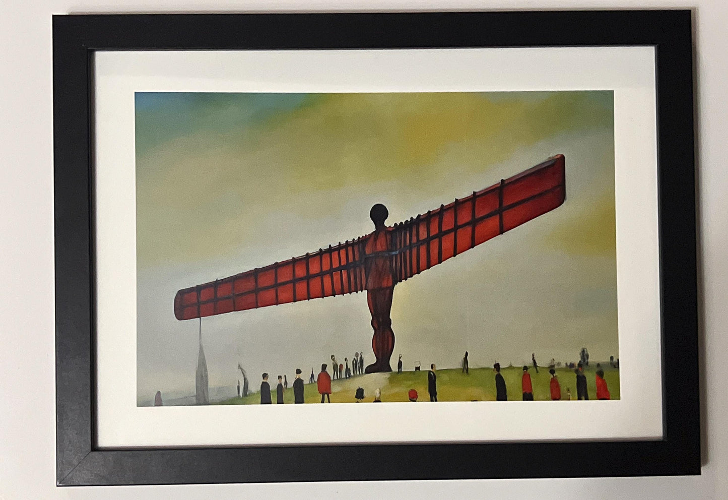 Angel Of The North - A4 Size Giclée Art Print. Lowry Style Art Print. Available Framed and Unframed.