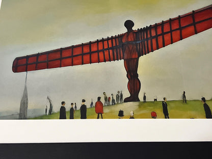 Angel Of The North - A4 Size Giclée Art Print. Lowry Style Art Print. Available Framed and Unframed.