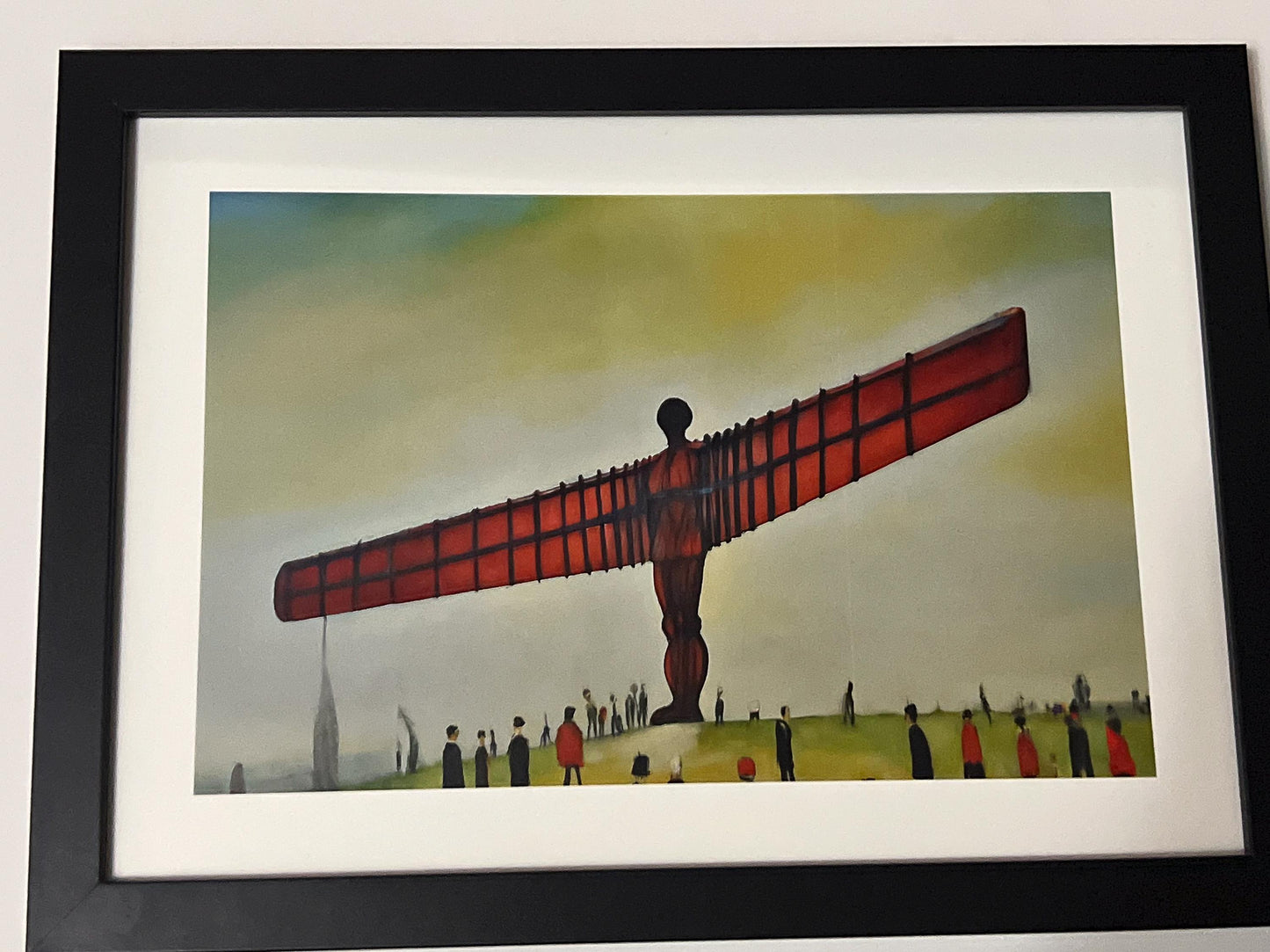 Angel Of The North - A4 Size Giclée Art Print. Lowry Style Art Print. Available Framed and Unframed.