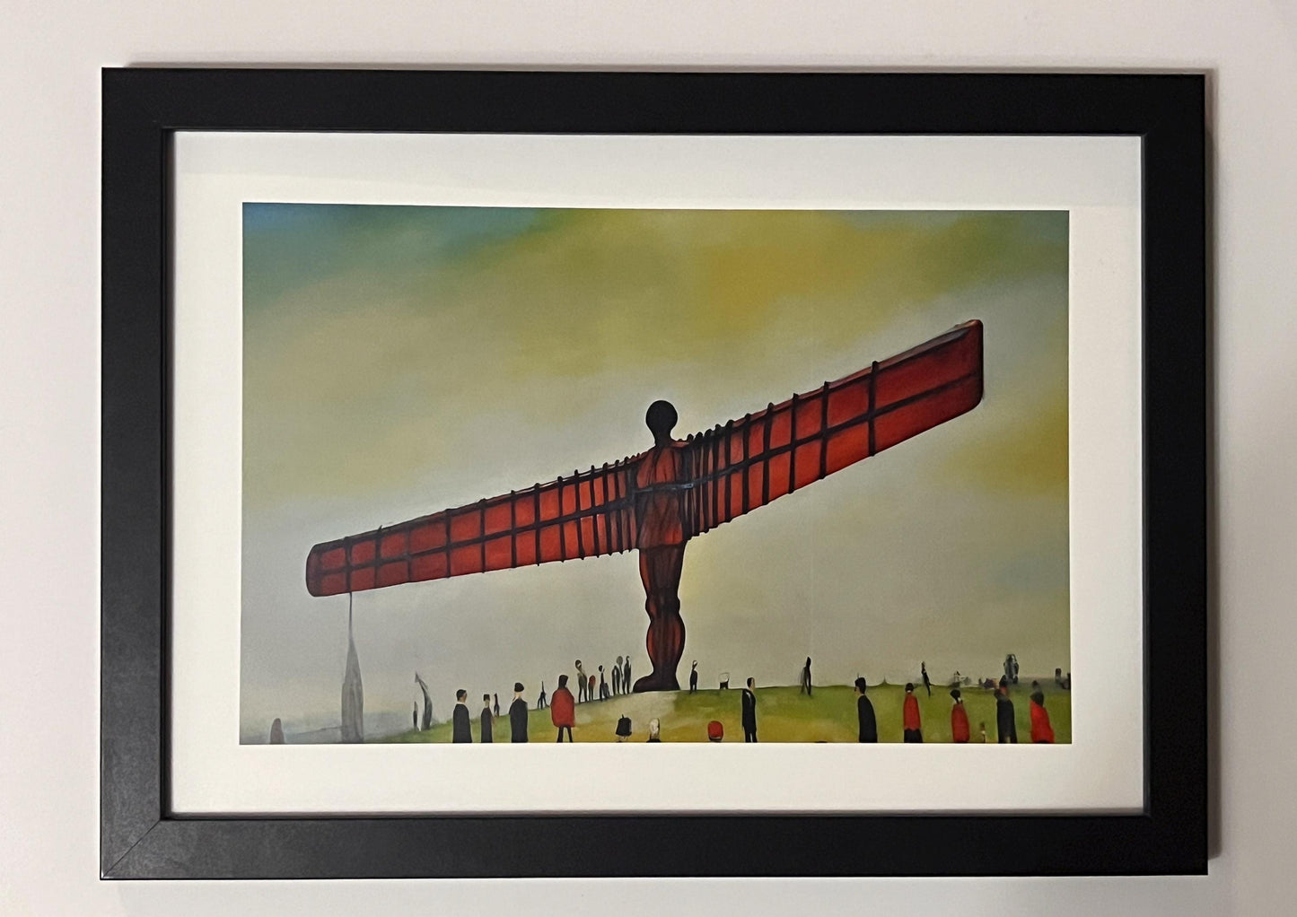 Angel Of The North - A4 Size Giclée Art Print. Lowry Style Art Print. Available Framed and Unframed.