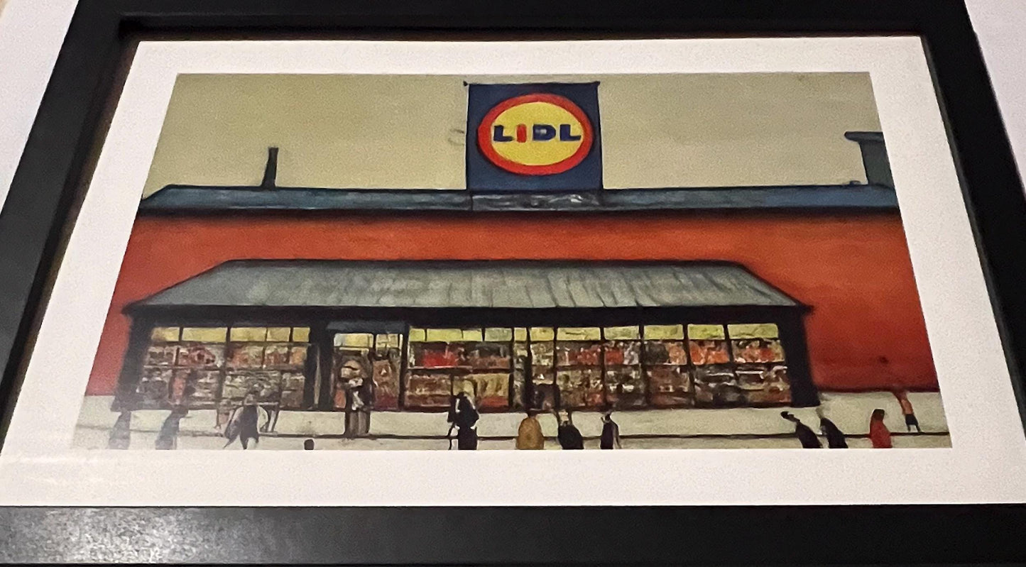 Lidl - A4 Size Giclée Art Print. Lowry Style Art Print. Available Framed and Unframed.