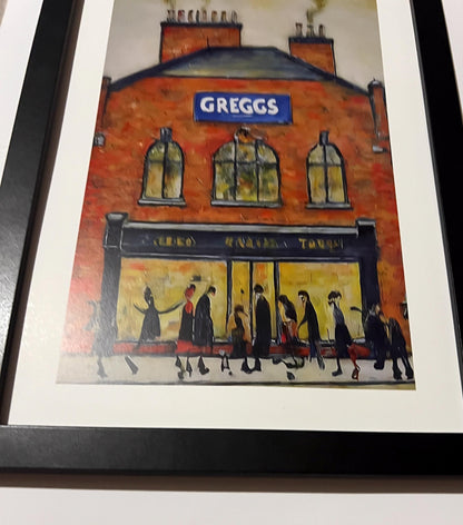 Greggs - A4 Size Giclée Art Print. Lowry Style Art Print. Available Framed and Unframed.