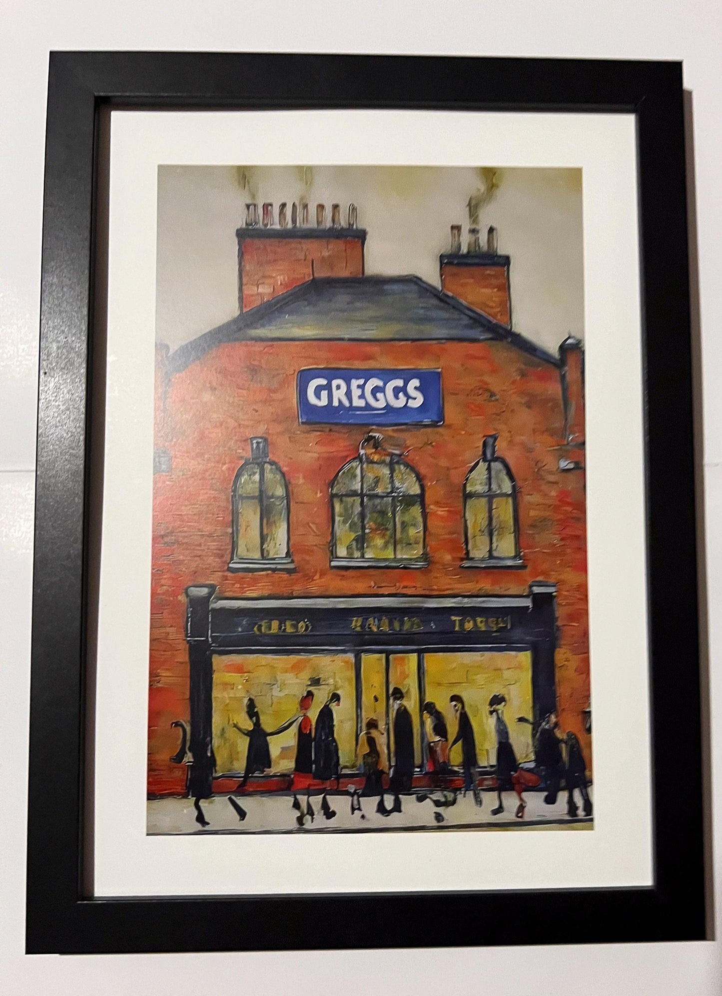 Greggs - A4 Size Giclée Art Print. Lowry Style Art Print. Available Framed and Unframed.