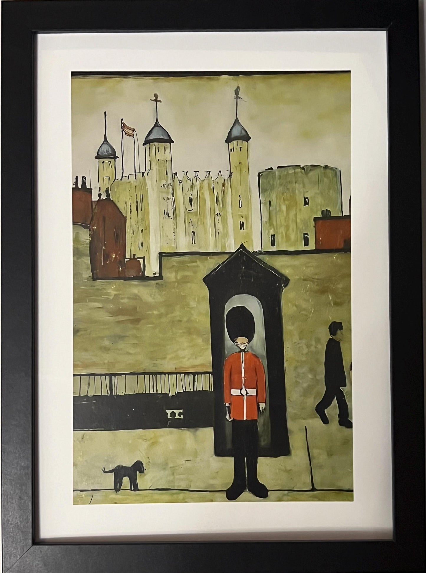 On Guard Tower of London - A4 Size Giclée Art Print. Lowry Style Art Print. Available Framed and Unframed.