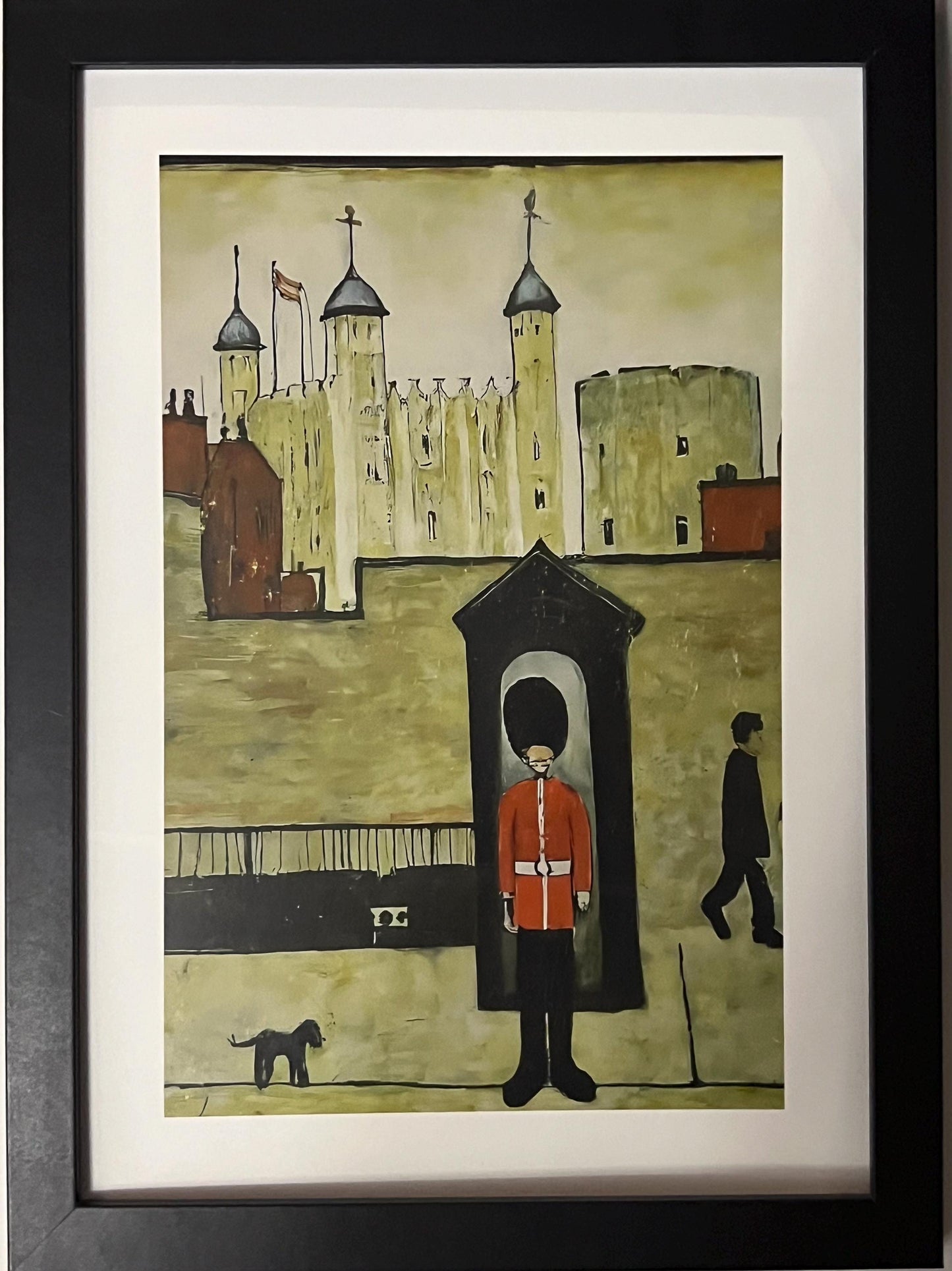 On Guard Tower of London - A4 Size Giclée Art Print. Lowry Style Art Print. Available Framed and Unframed.