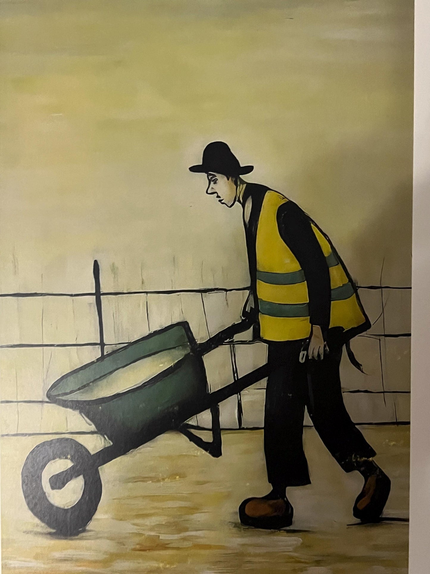 Wheelbarrow Man - A4 Size Giclée Art Print. Lowry Style Art Print. Available Framed and Unframed.