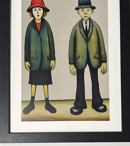 A "Happy" Couple - A4 Size Giclée Art Print. Lowry Style Art Print. Available Framed and Unframed.