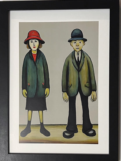 A "Happy" Couple - A4 Size Giclée Art Print. Lowry Style Art Print. Available Framed and Unframed.