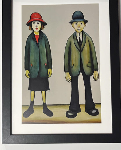 A "Happy" Couple - A4 Size Giclée Art Print. Lowry Style Art Print. Available Framed and Unframed.