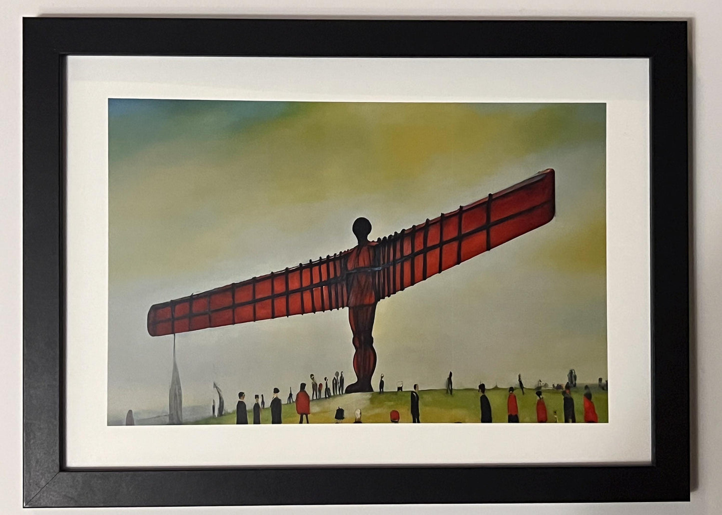 Angel Of The North - A4 Size Giclée Art Print. Lowry Style Art Print. Available Framed and Unframed.