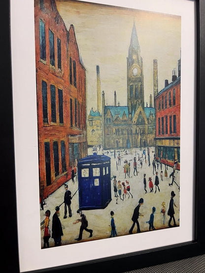 The Doctor Who Came To Town - A4 Size Giclée Art Print. Lowry Style Art Print. Available Framed and Unframed.