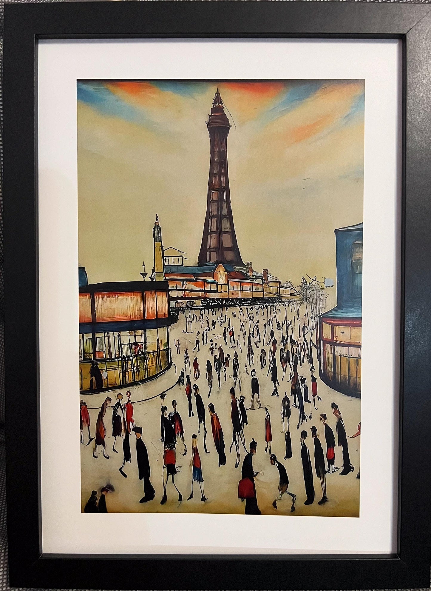 Blackpool Tower - A4 Size Giclée Art Print. Lowry Style Art Print. Available Framed and Unframed.