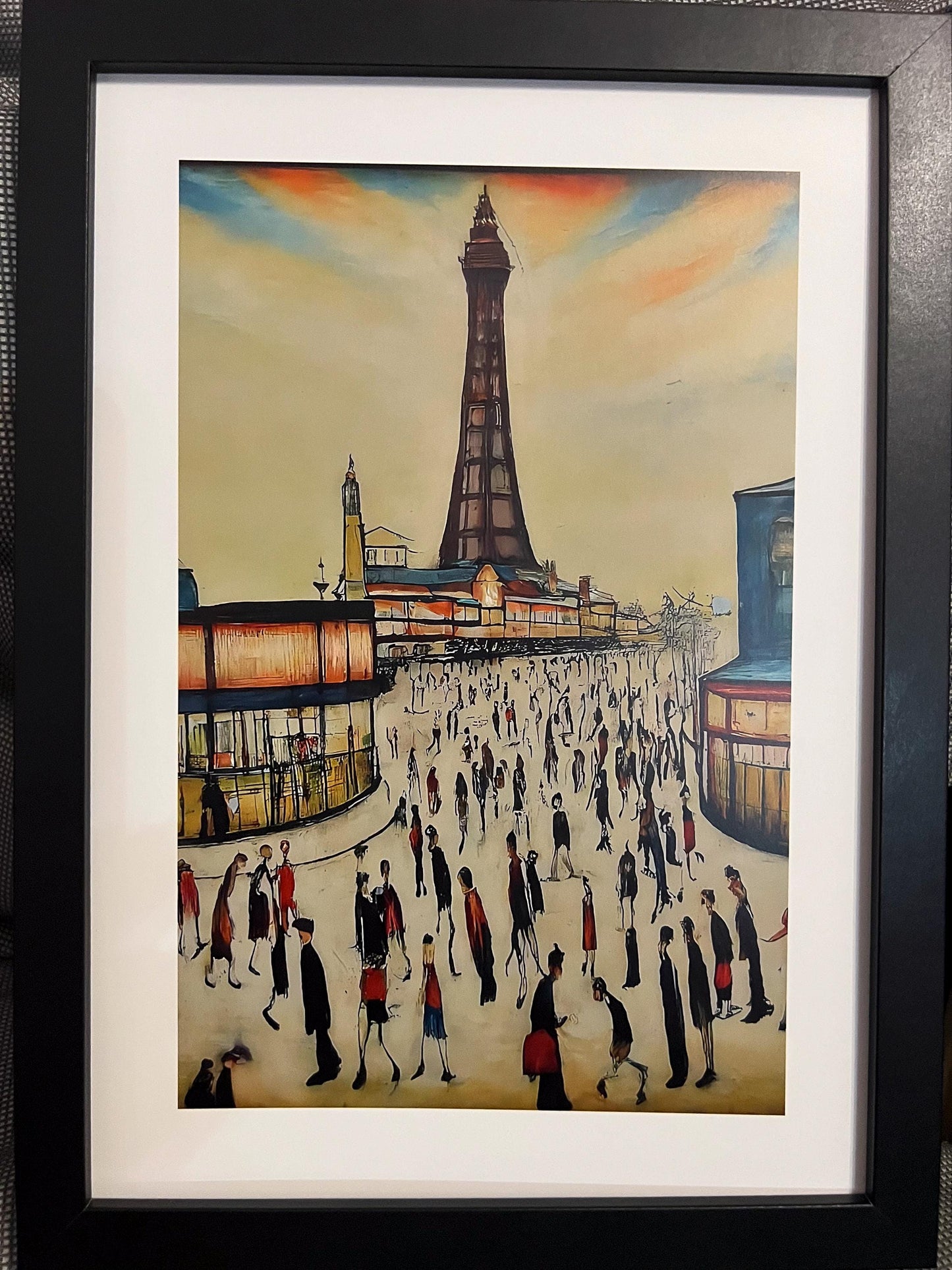 Blackpool Tower - A4 Size Giclée Art Print. Lowry Style Art Print. Available Framed and Unframed.