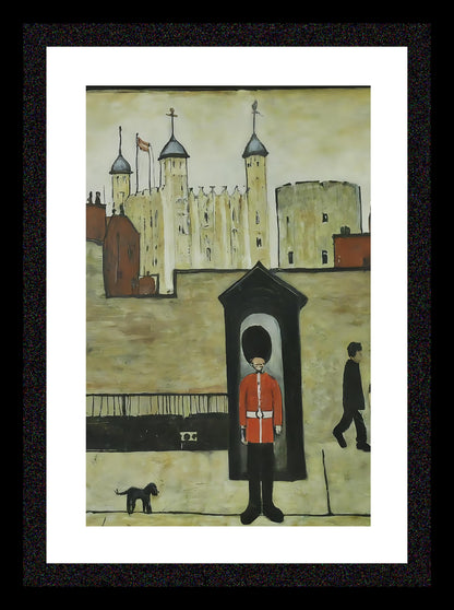 On Guard Tower of London - A4 Size Giclée Art Print. Lowry Style Art Print. Available Framed and Unframed.