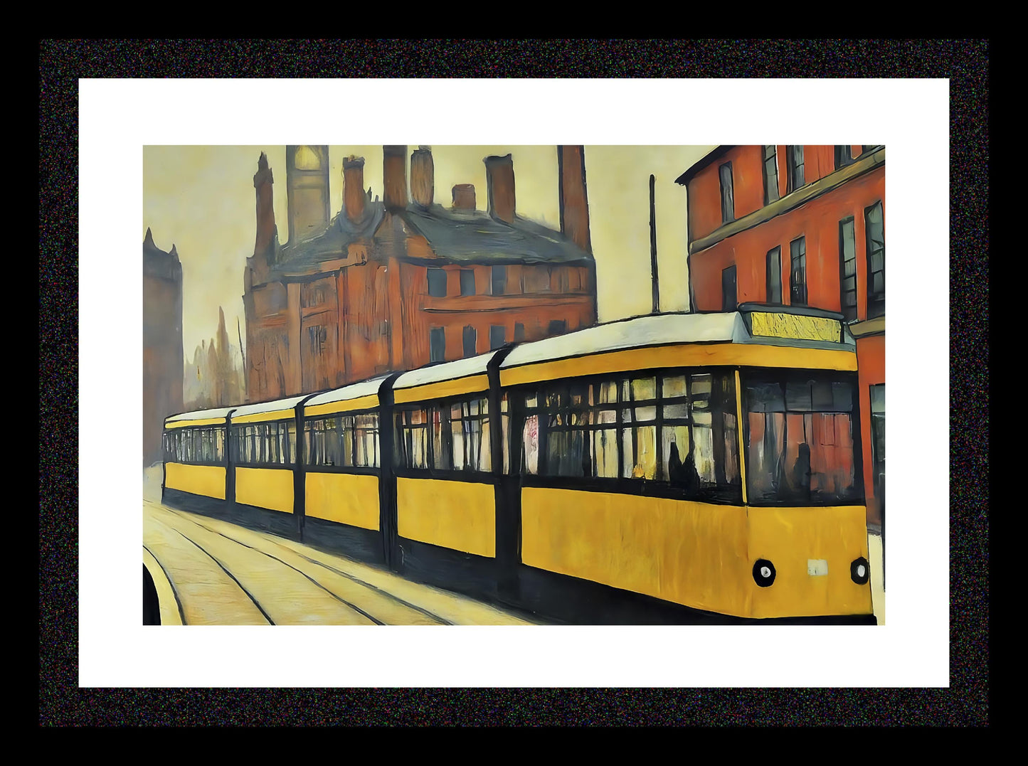 Metrolink Tram - A4 Size Giclée Art Print. Lowry Style Art Print. Available Framed and Unframed.