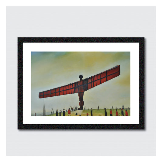 Angel Of The North - A4 Size Giclée Art Print. Lowry Style Art Print. Available Framed and Unframed.