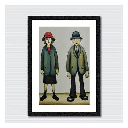 A "Happy" Couple - A4 Size Giclée Art Print. Lowry Style Art Print. Available Framed and Unframed.