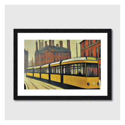 Metrolink Tram - A4 Size Giclée Art Print. Lowry Style Art Print. Available Framed and Unframed.