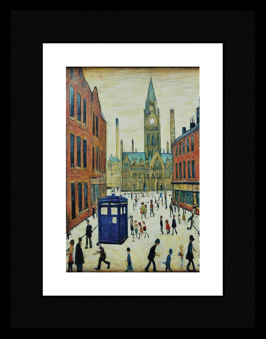 The Doctor Who Came To Town - Larger A3 Size Giclée Lowry Style Art Print. 47 x 35cm
