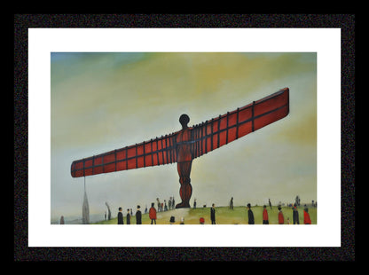 Angel Of The North - A4 Size Giclée Art Print. Lowry Style Art Print. Available Framed and Unframed.